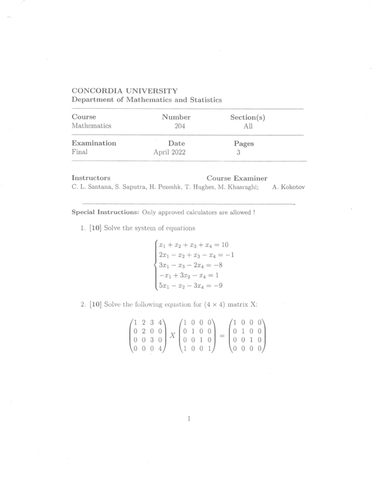 MATH204 Final Exam Solutions - April 2022 Document - Studocu