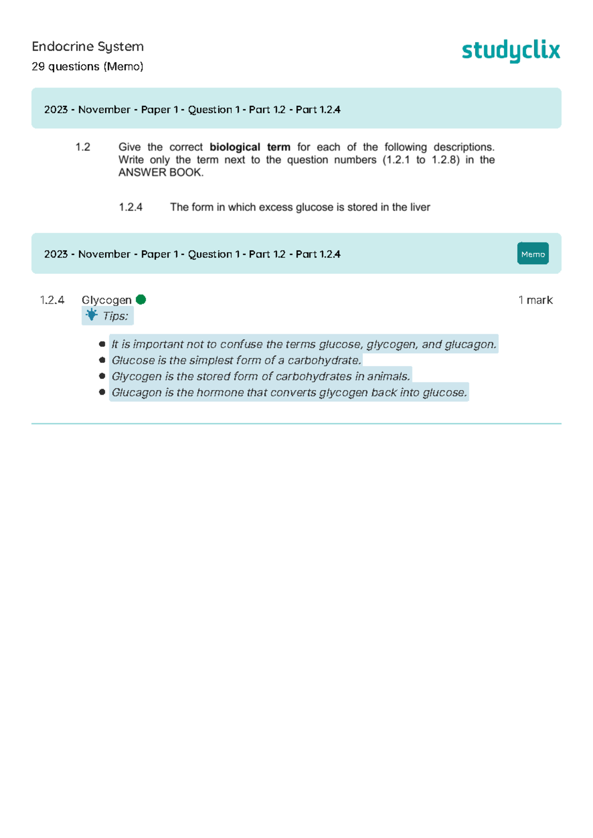 Endocrine System Questions & Memos - 2023 Nov Paper 1 - Studocu