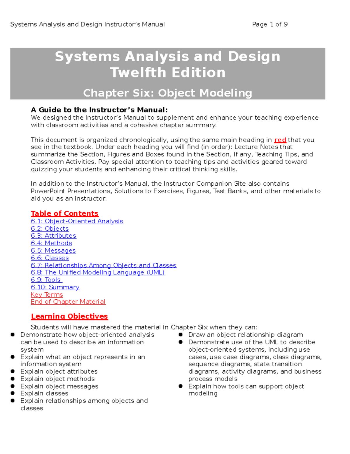 Chapter 6 Solutions: Object Modeling in Systems Analysis and Design ...