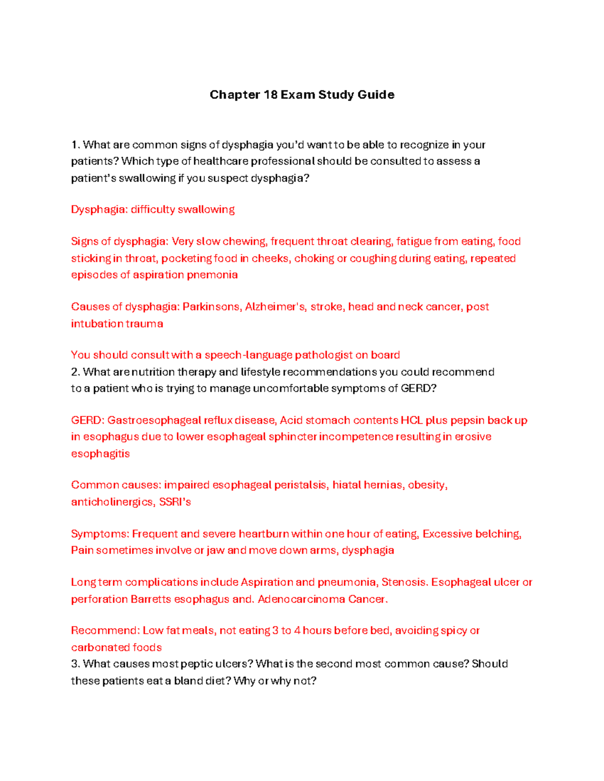 Chapter 18 Exam Study Guide: Nutrition and Gastrointestinal Disorders ...