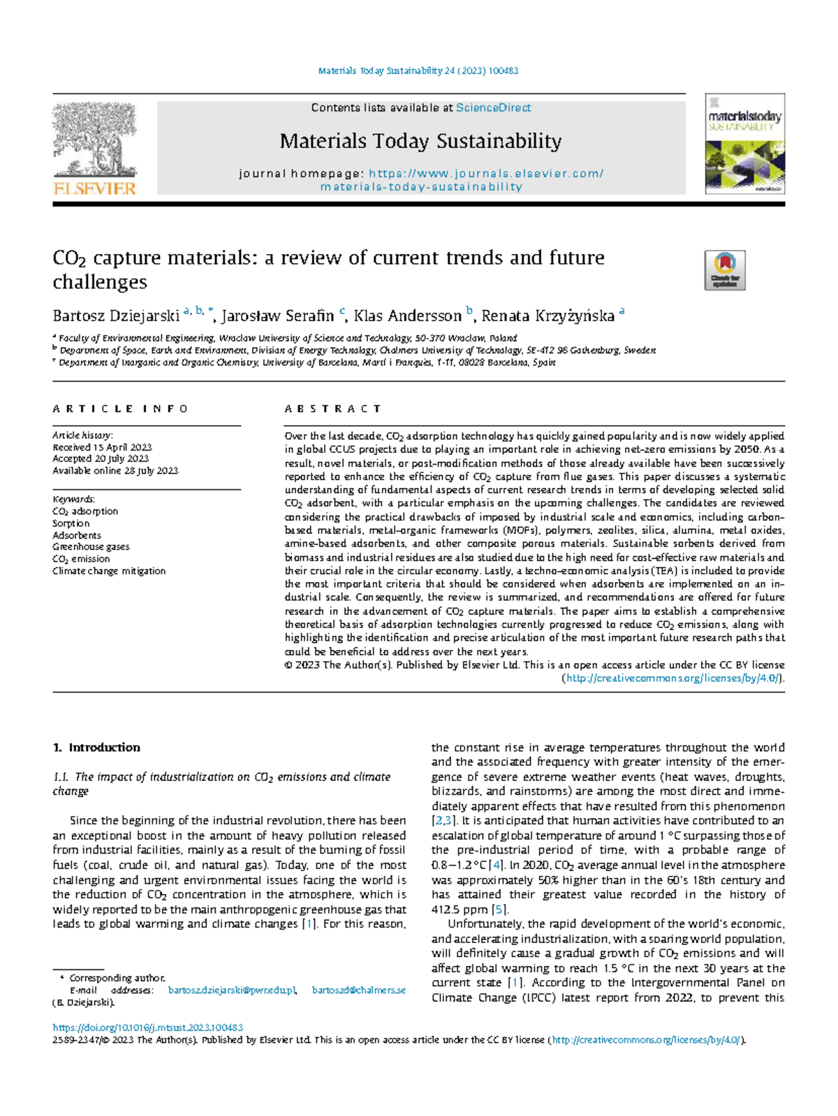 CO2 Capture Materials: Trends and Challenges in Sustainability (MTS 24 ...
