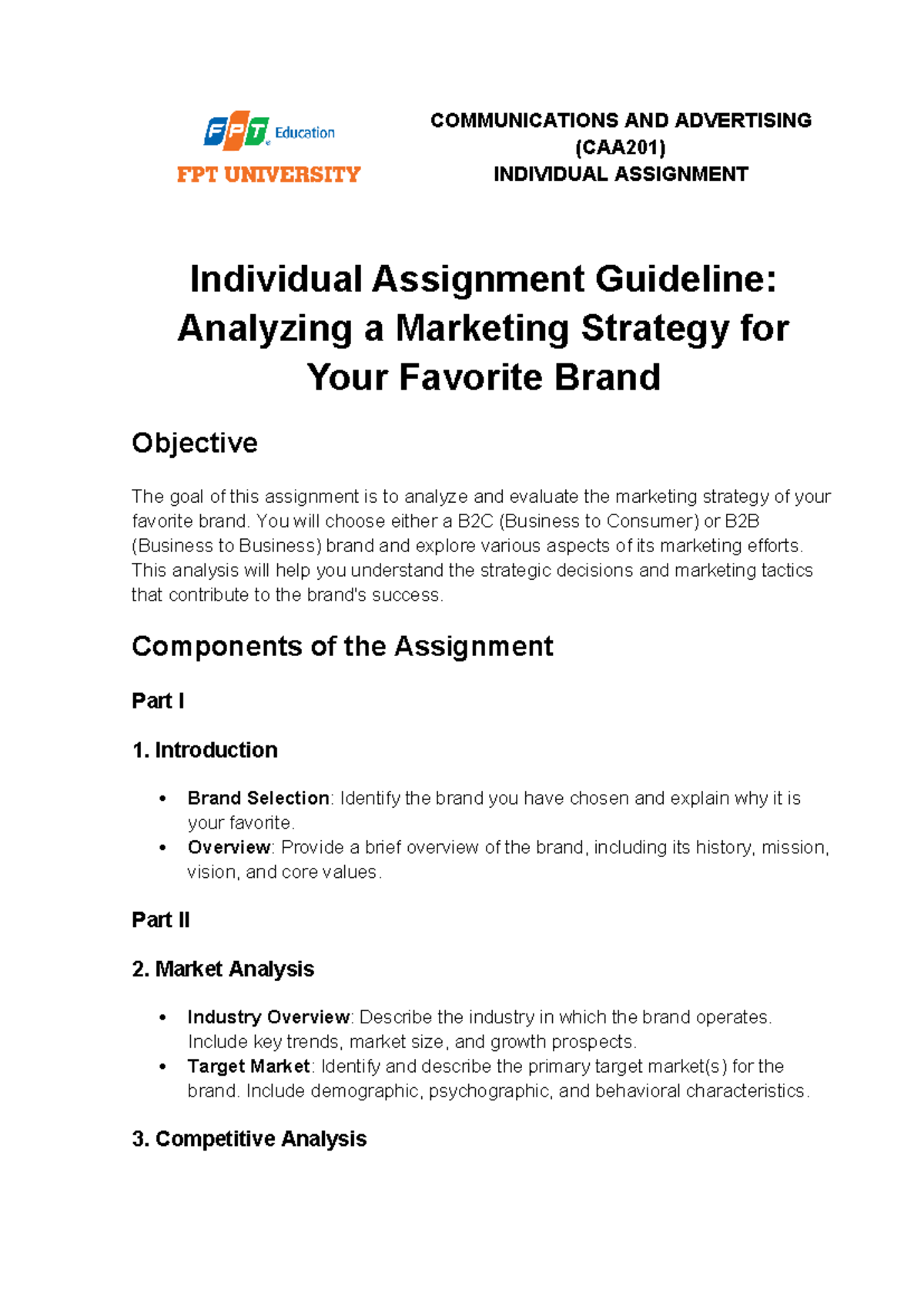 CAA201 Individual Assignment: Analyzing Marketing Strategy of a Brand ...
