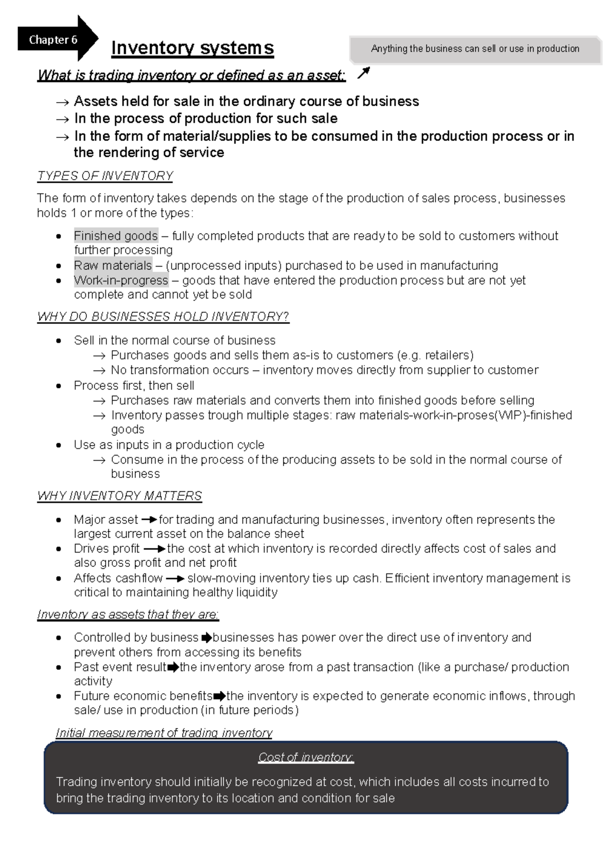 Accounting LU6 - Chapter 6: Inventory Systems Overview - Studocu