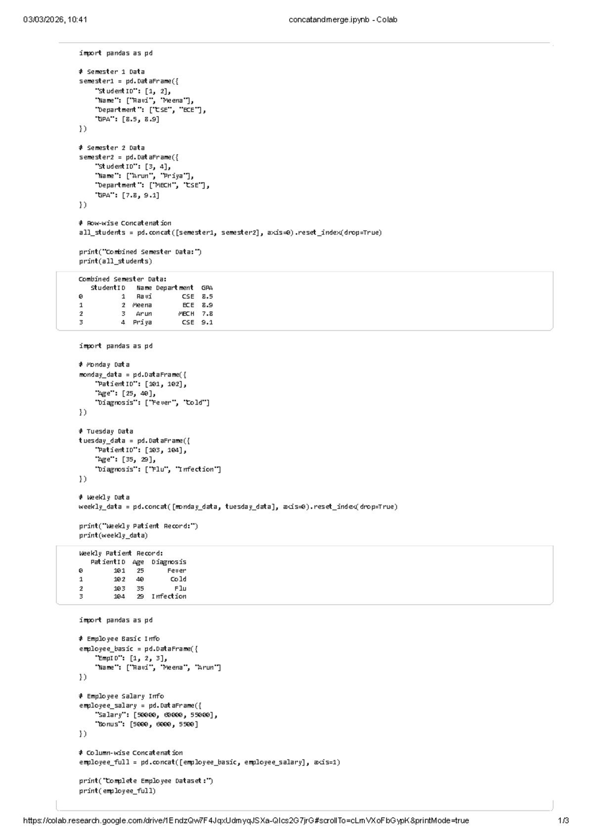 Concat and Merge Operations in Python - Colab Notebook - Studocu