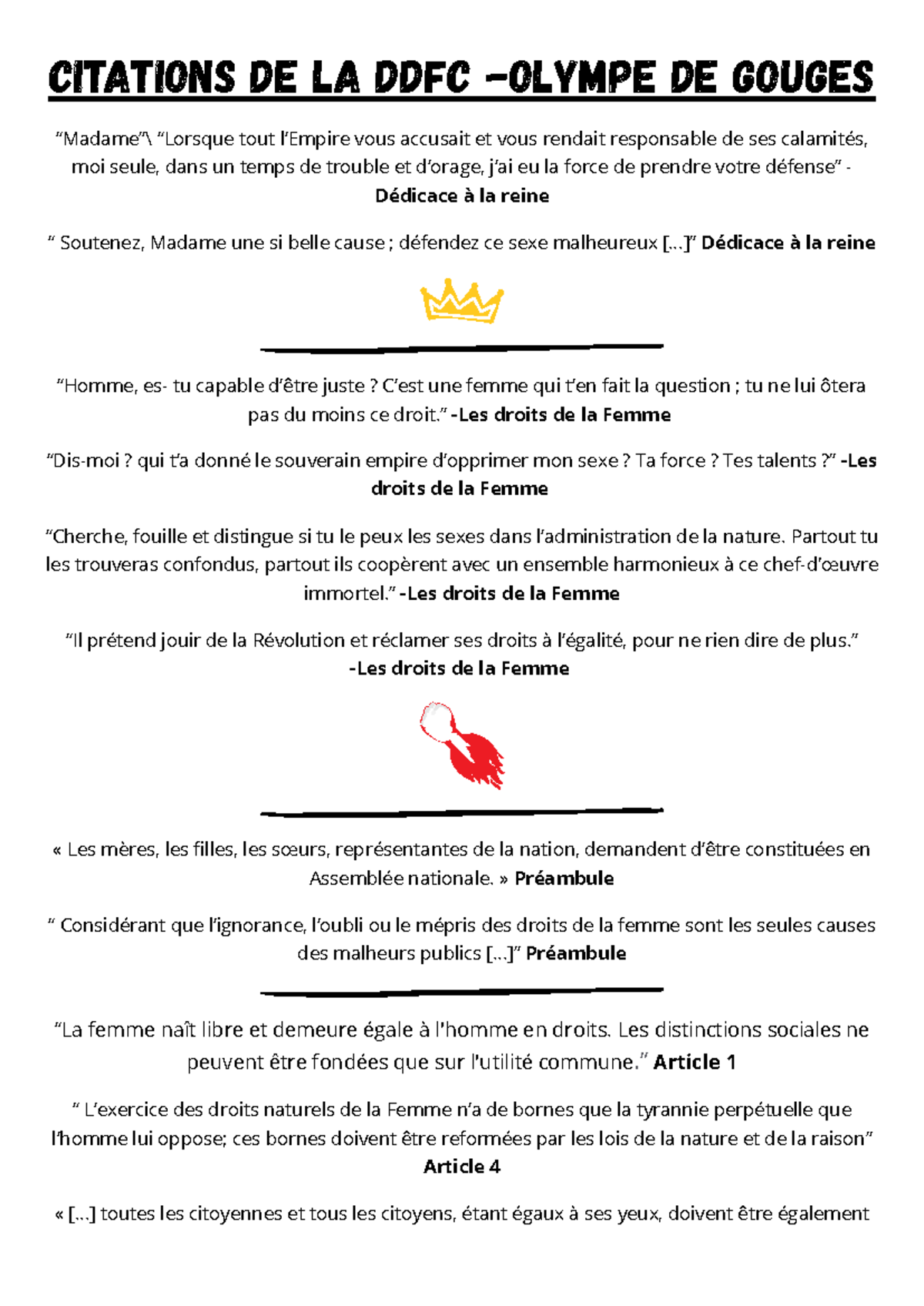 Citations de la DDFC -Olympe de gouges - CITATIONS de la DDFC -Olympe ...