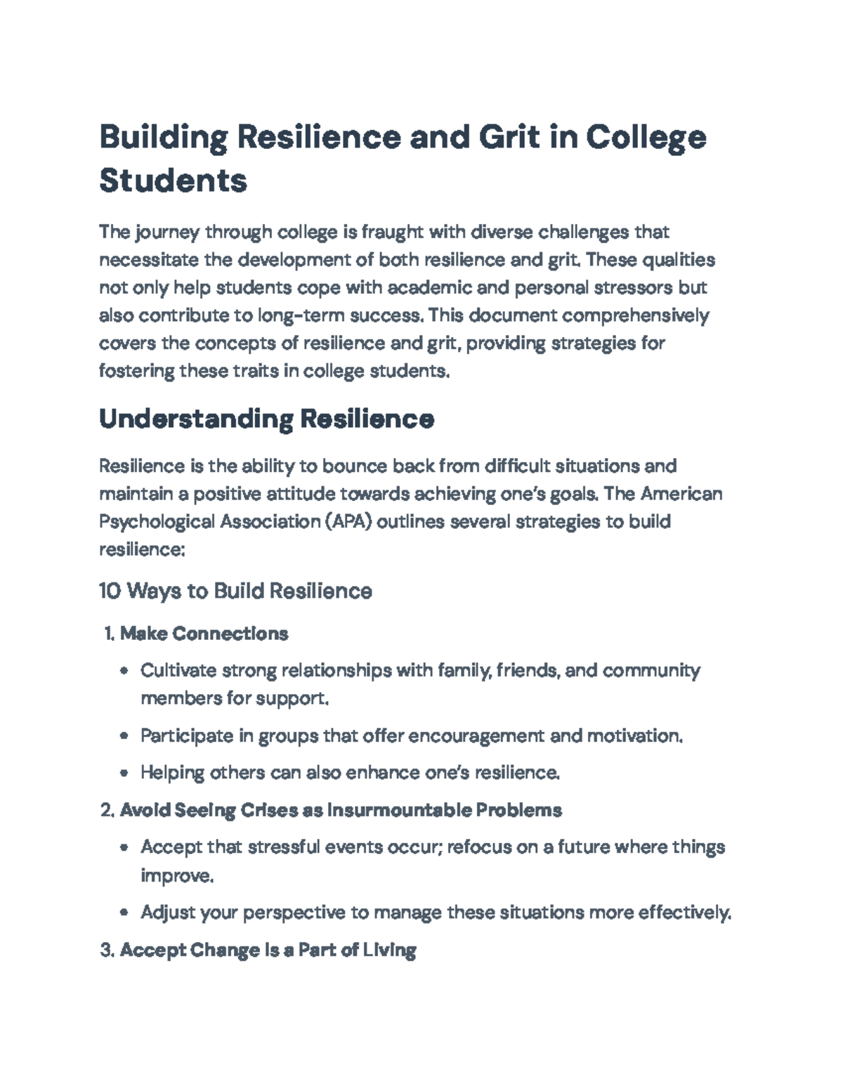 Building Resilience & Grit in College Students: A Success Guide - Studocu