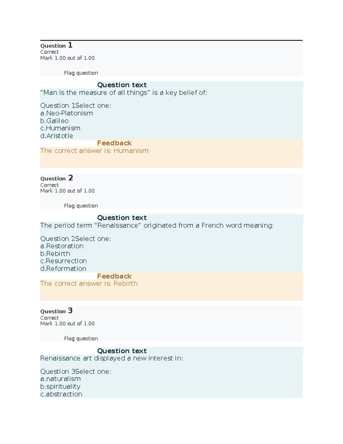 Self-quiz unit 4 for AHIST 1401: Renaissance art and concepts - Studocu