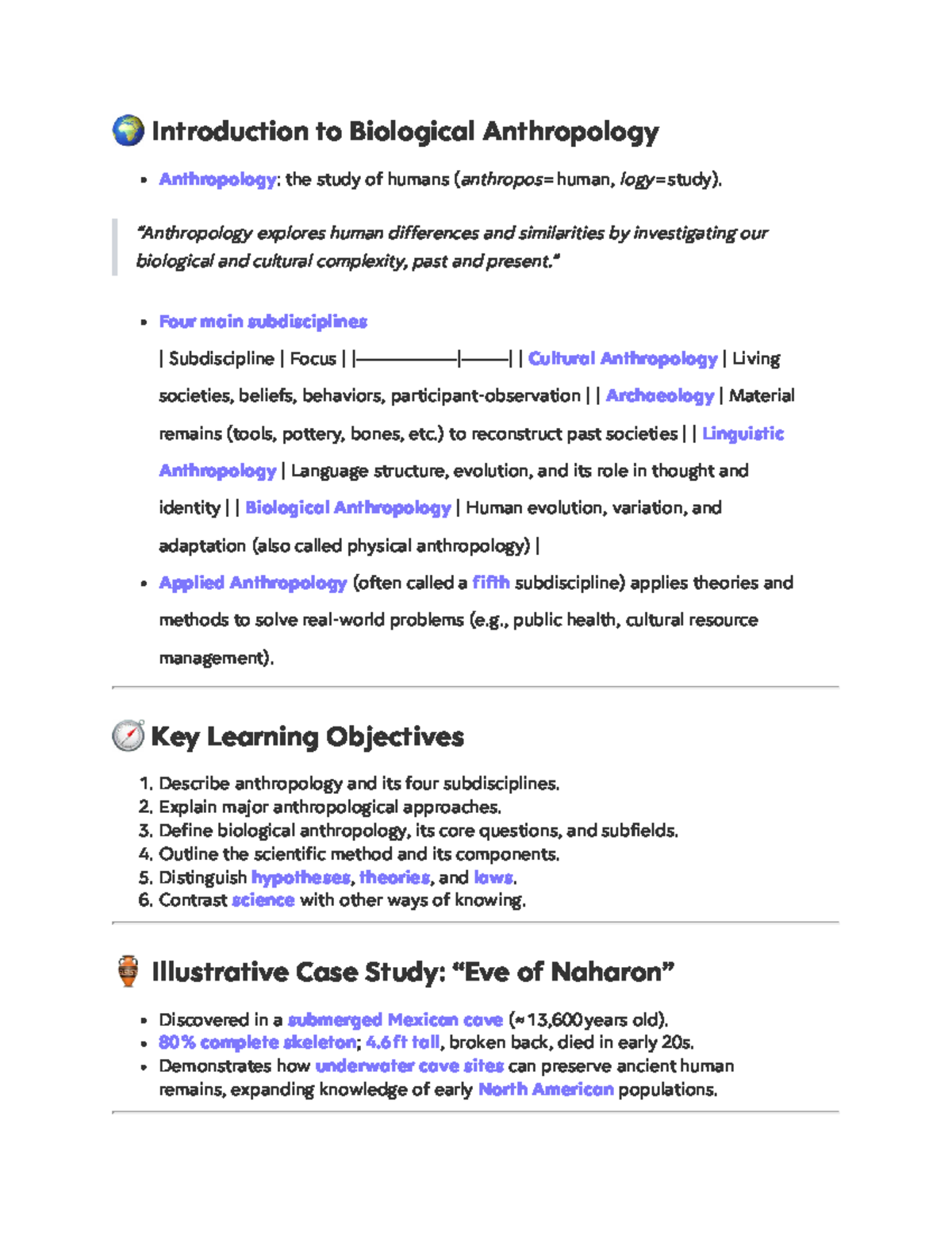 Chapter 1 Anthro Notes: Exploring Biological Anthropology (ANTH101 ...