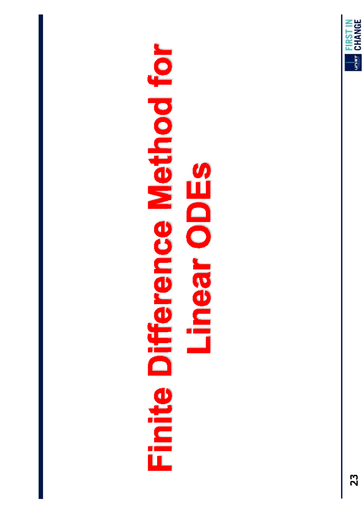 Finite Difference Method for Linear and Nonlinear ODEs MEN301 - Studocu