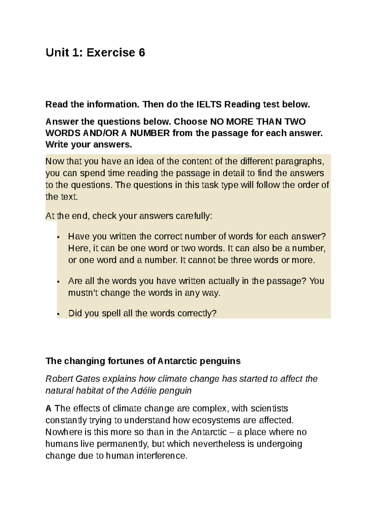 [123doc] - IELTS Reading Exercise 6: Effects of Climate Change on ...