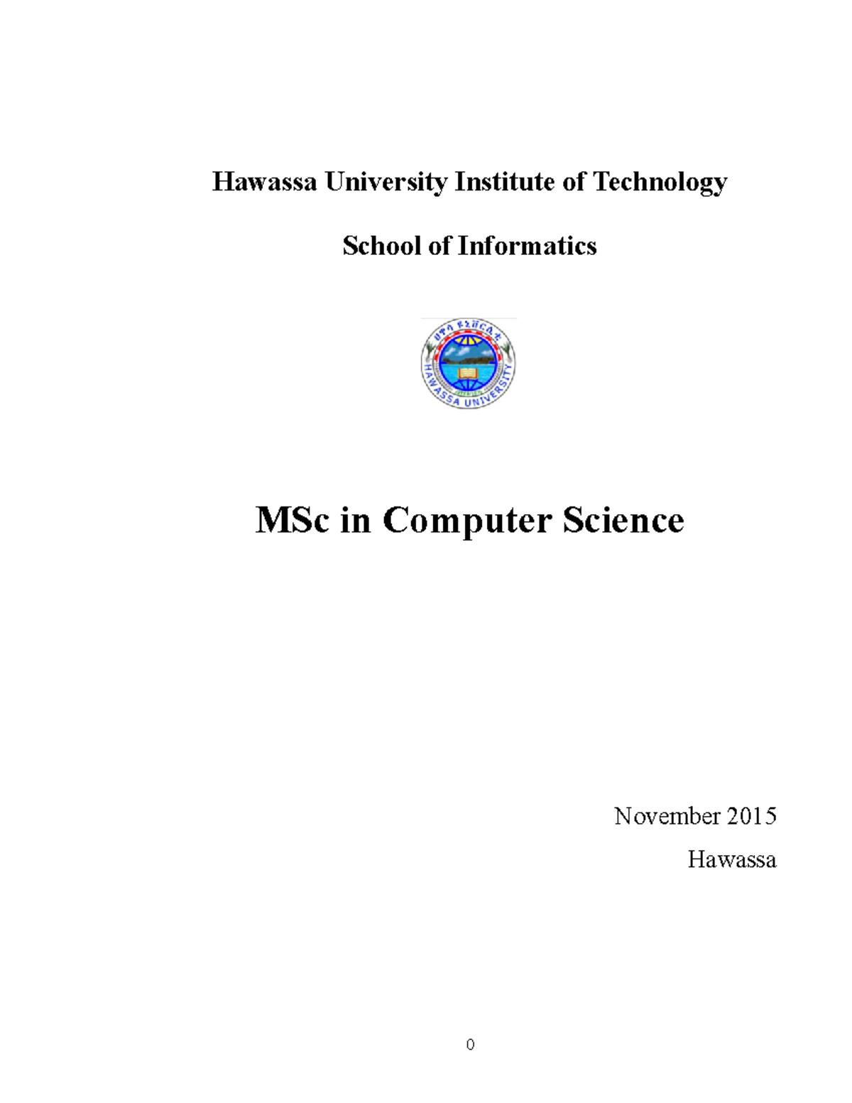 MSc in Computer Science Program Overview - Hawassa University 2015 ...