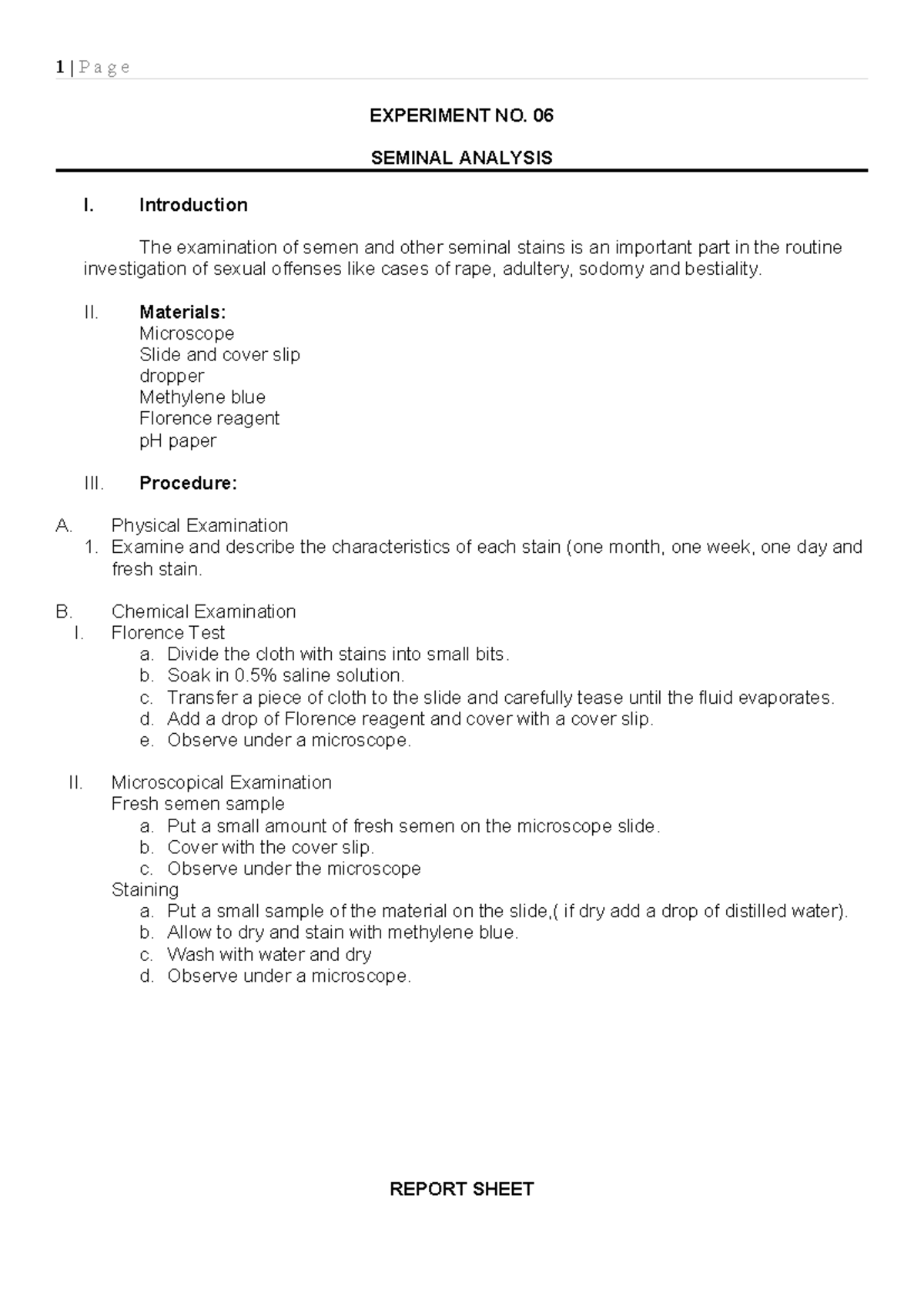 FSC3 EXP - Seminal Analysis Experiment Procedure and Guidelines - Studocu