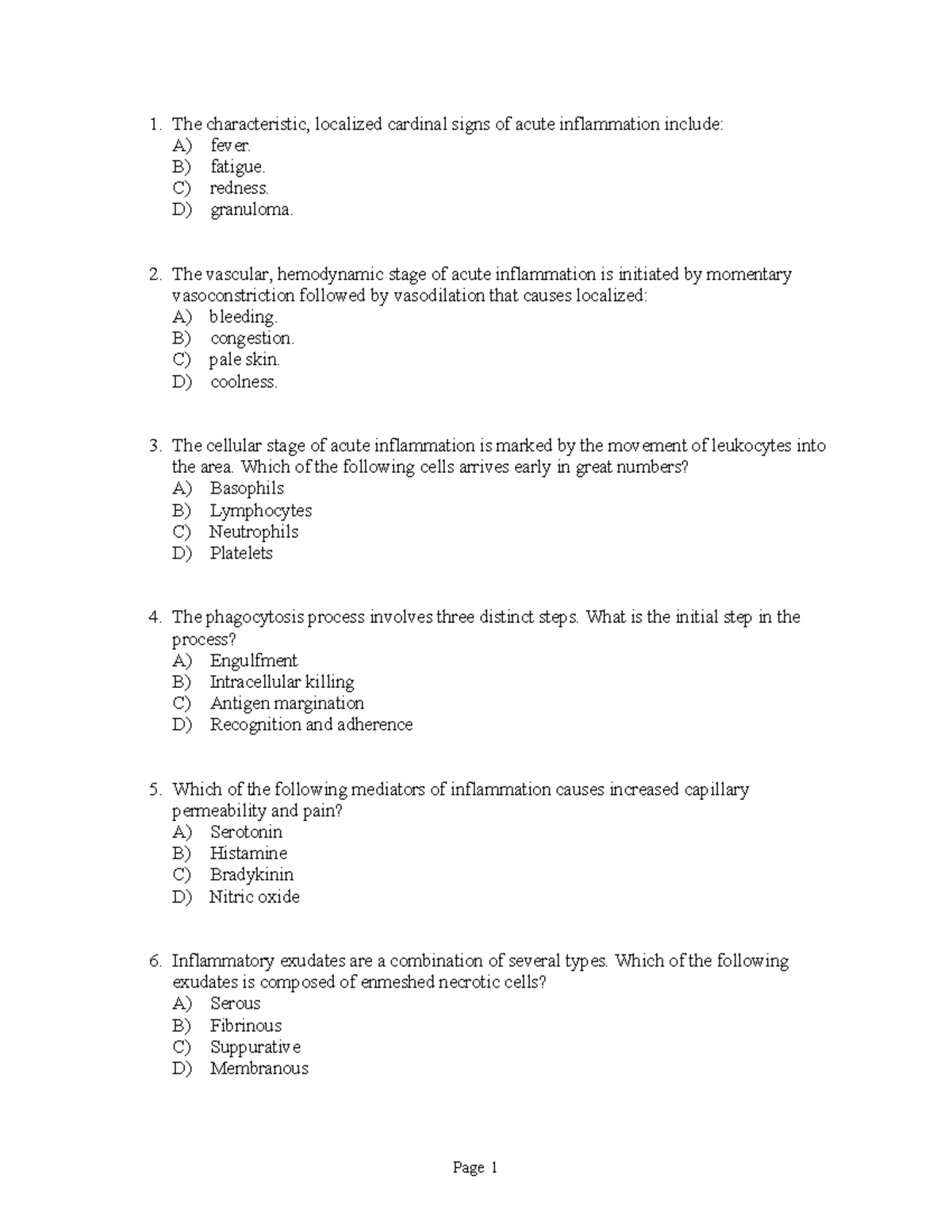 Chapter 03: Inflammation and the Inflammatory Response Review - Studocu
