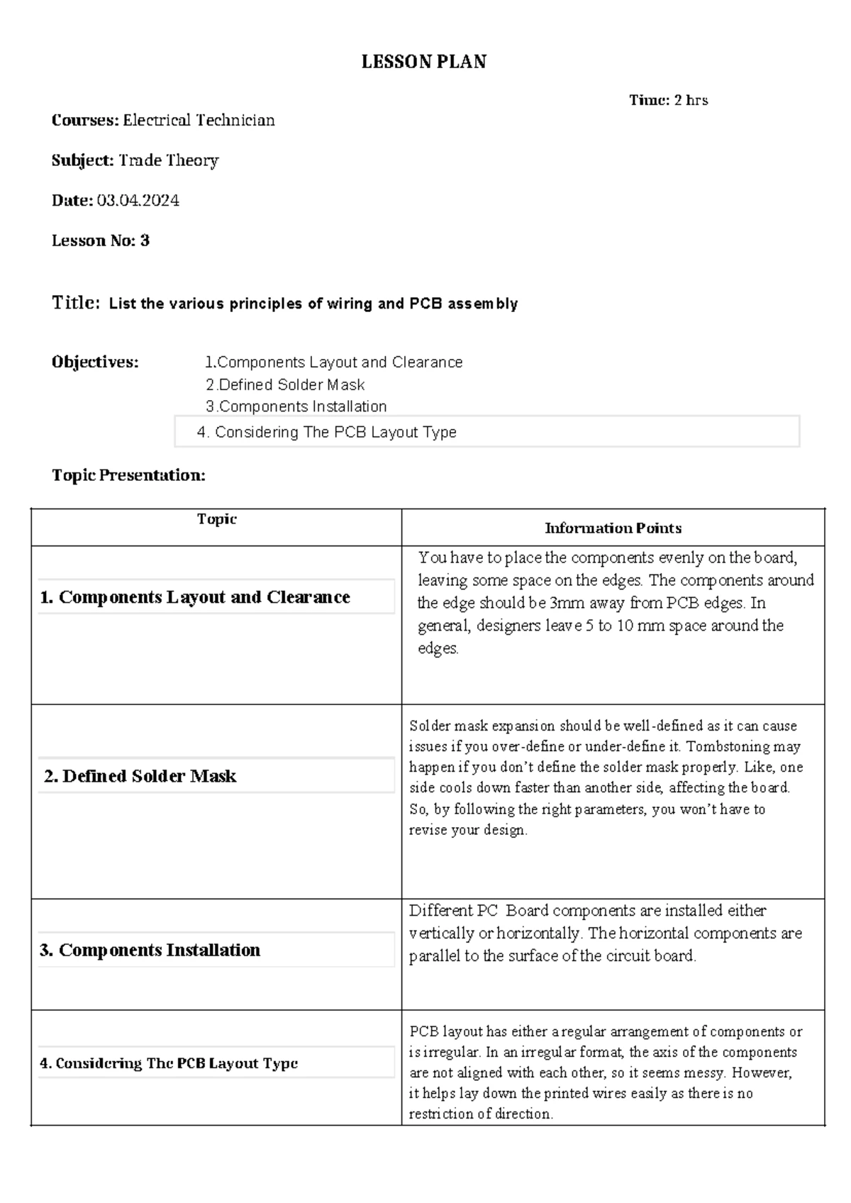 LESSON PLAN: Computer Networks - Course: COPA 45 - Studocu