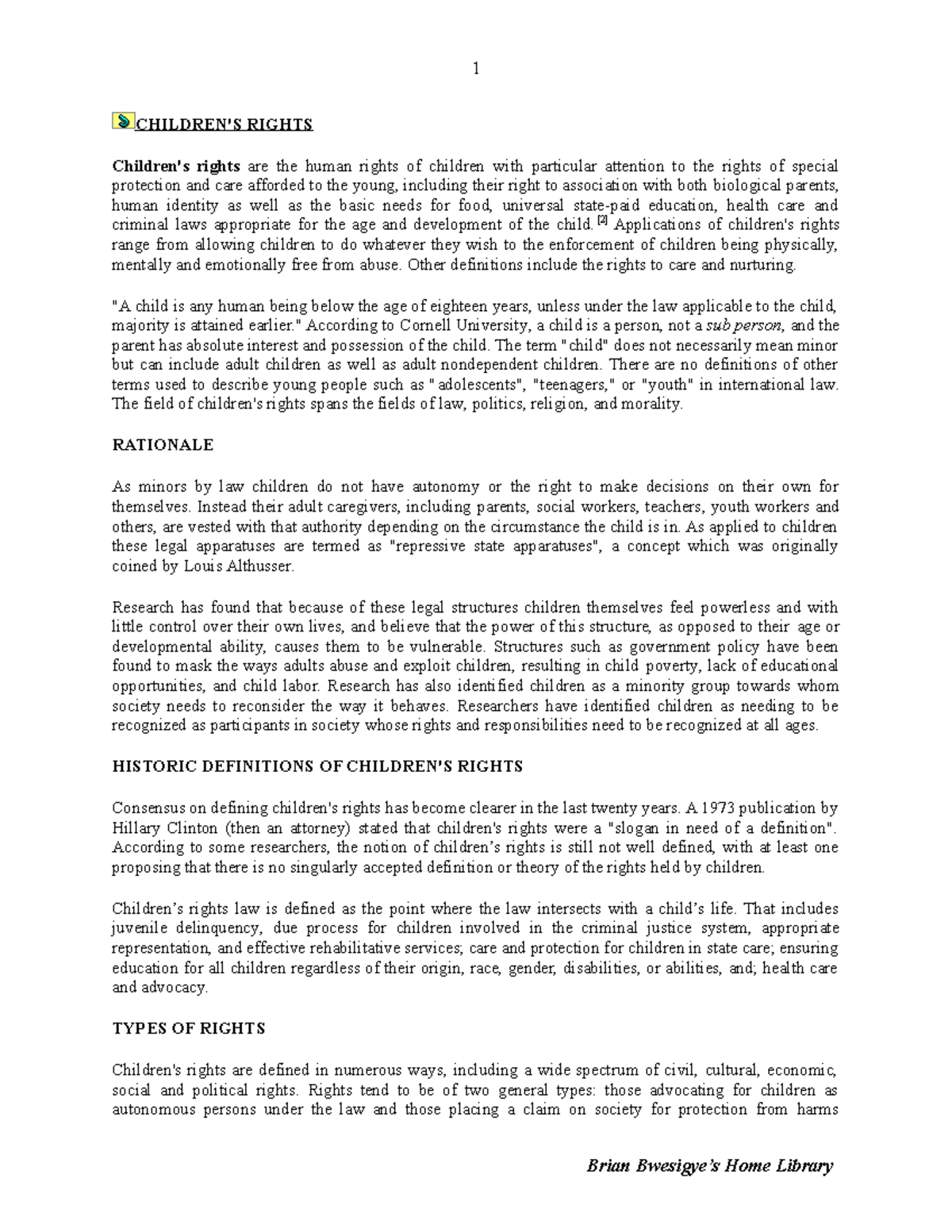 Children's Rights - Lecture Notes on Protection and Empowerment - Studocu