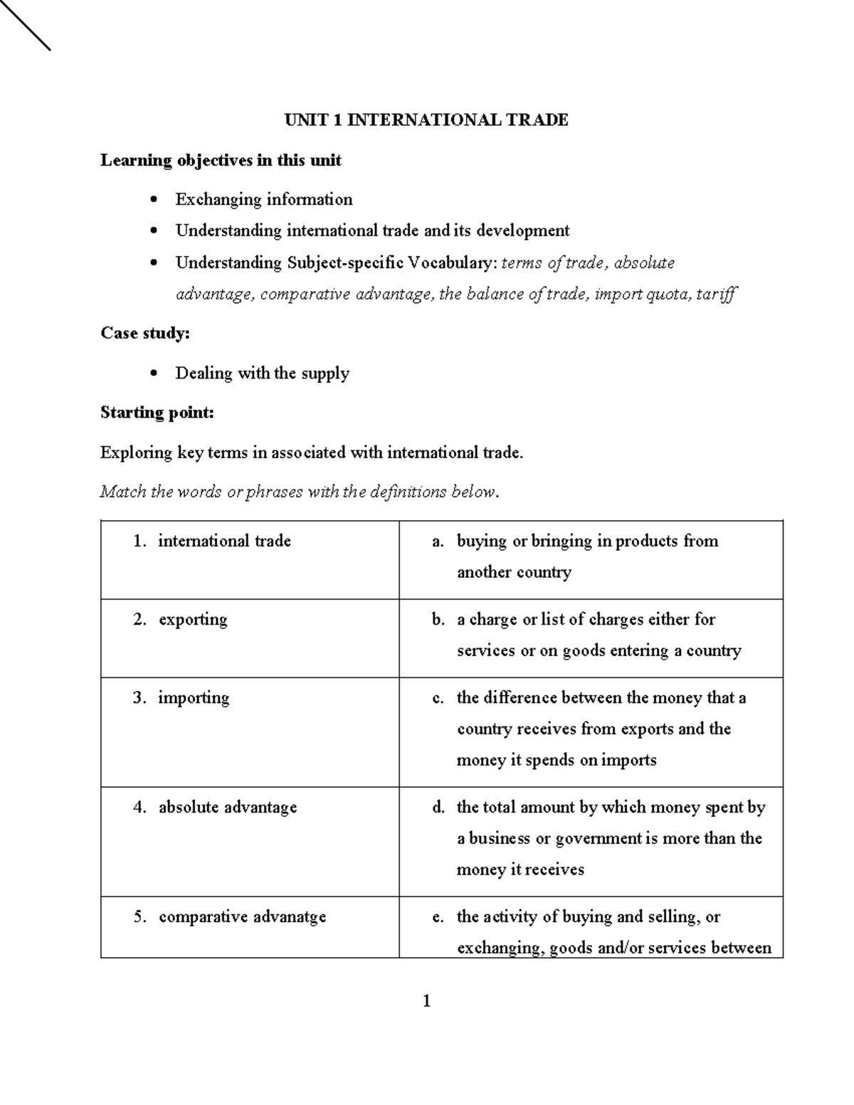 UNIT 1: INTERNATIONAL TRADE - Key Concepts and Case Studies - Studocu
