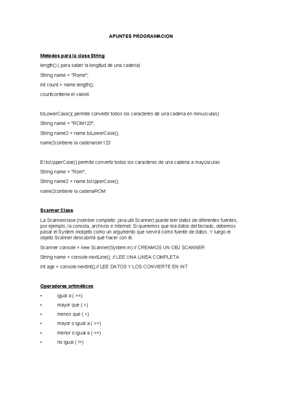 APUNTES PROGRAMACION: Métodos y Estructuras en Java - Studocu