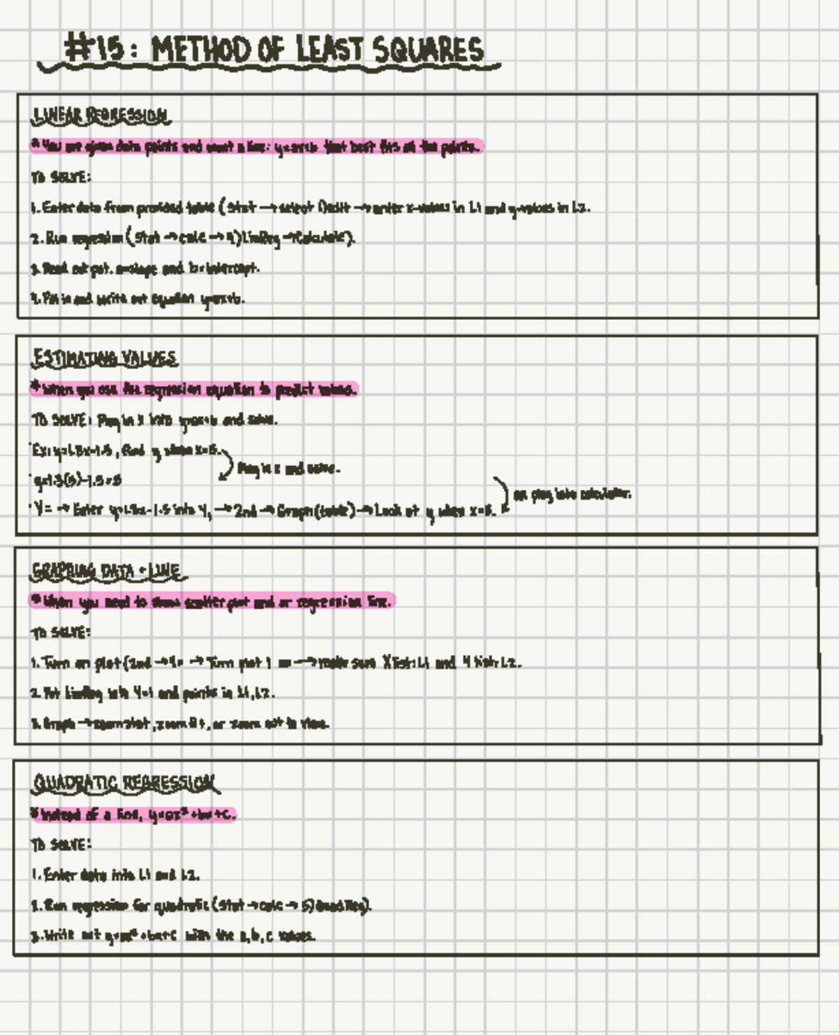 SQUARES METHOD OF LEAST REGRESSION - Chapter 15 Notes - Studocu