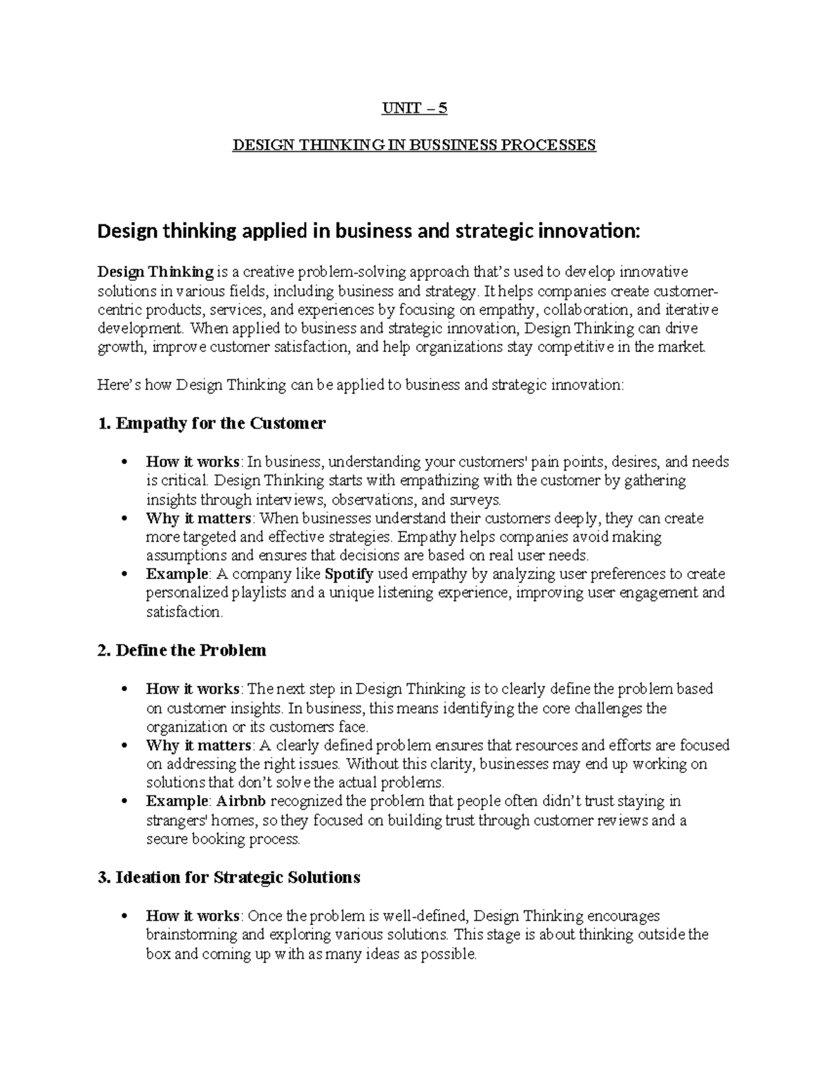 DTI - 5 - Design Thinking for Business Innovation Strategies - Studocu