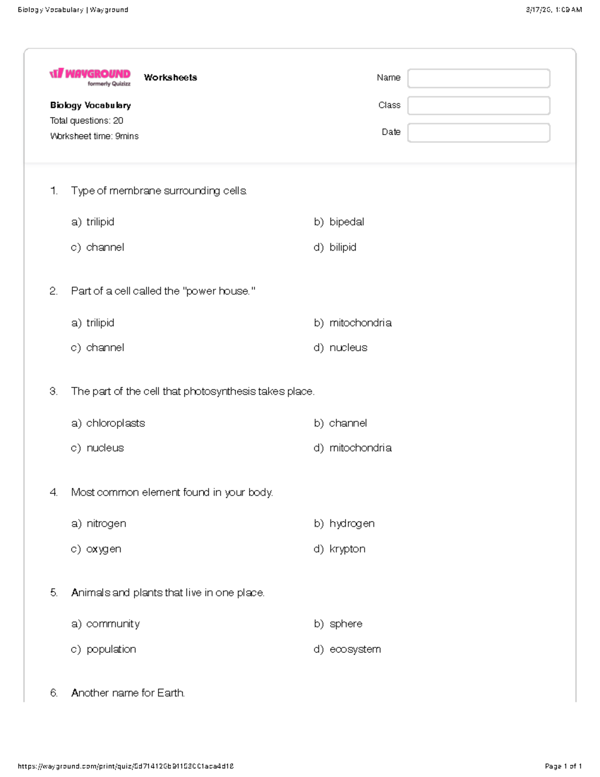 Biology Vocabulary Worksheets: Key Terms & Concepts - Studocu