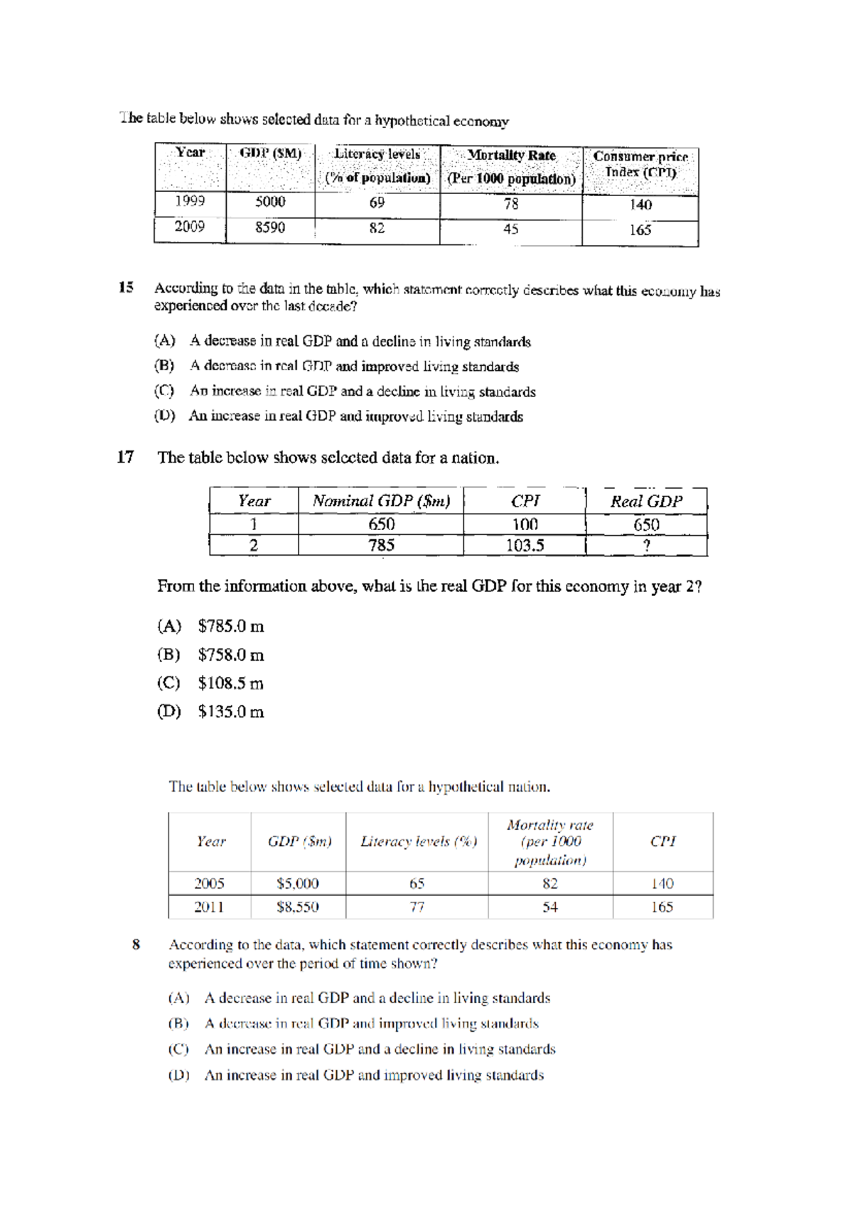 Real GDP & Economic Growth MCQ Analysis (ECO 101) - Studocu