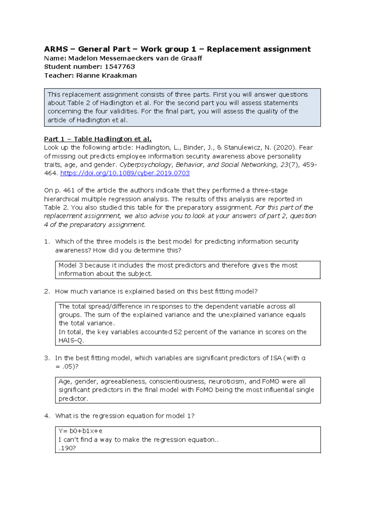 ARMS – General Part – Work Group 1 – Replacement Assignment Analysis ...