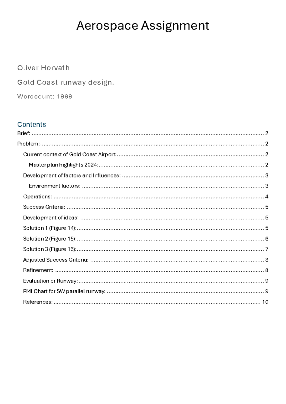 Aerospace IA1 Final Assignment: Gold Coast Runway Design Analysis - Studocu