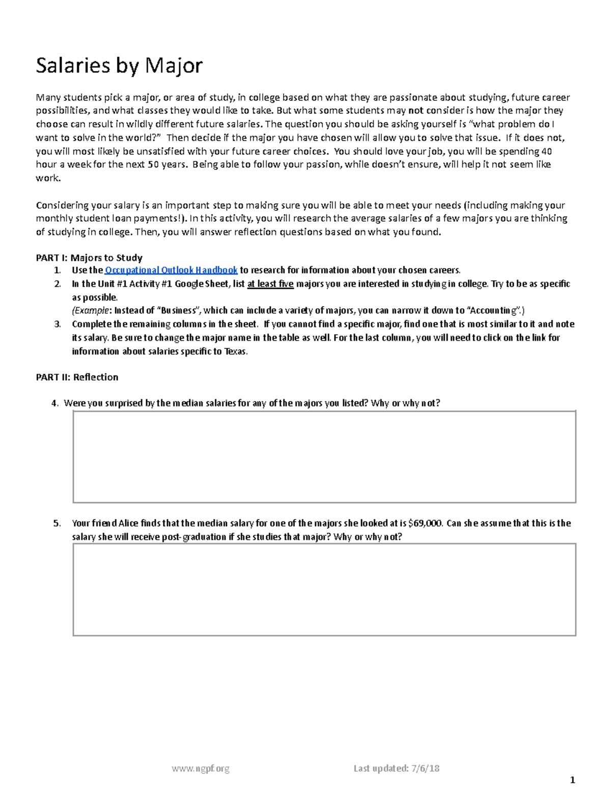 Unit #1 Activity #1 - An assignment meant to help the student reflect ...