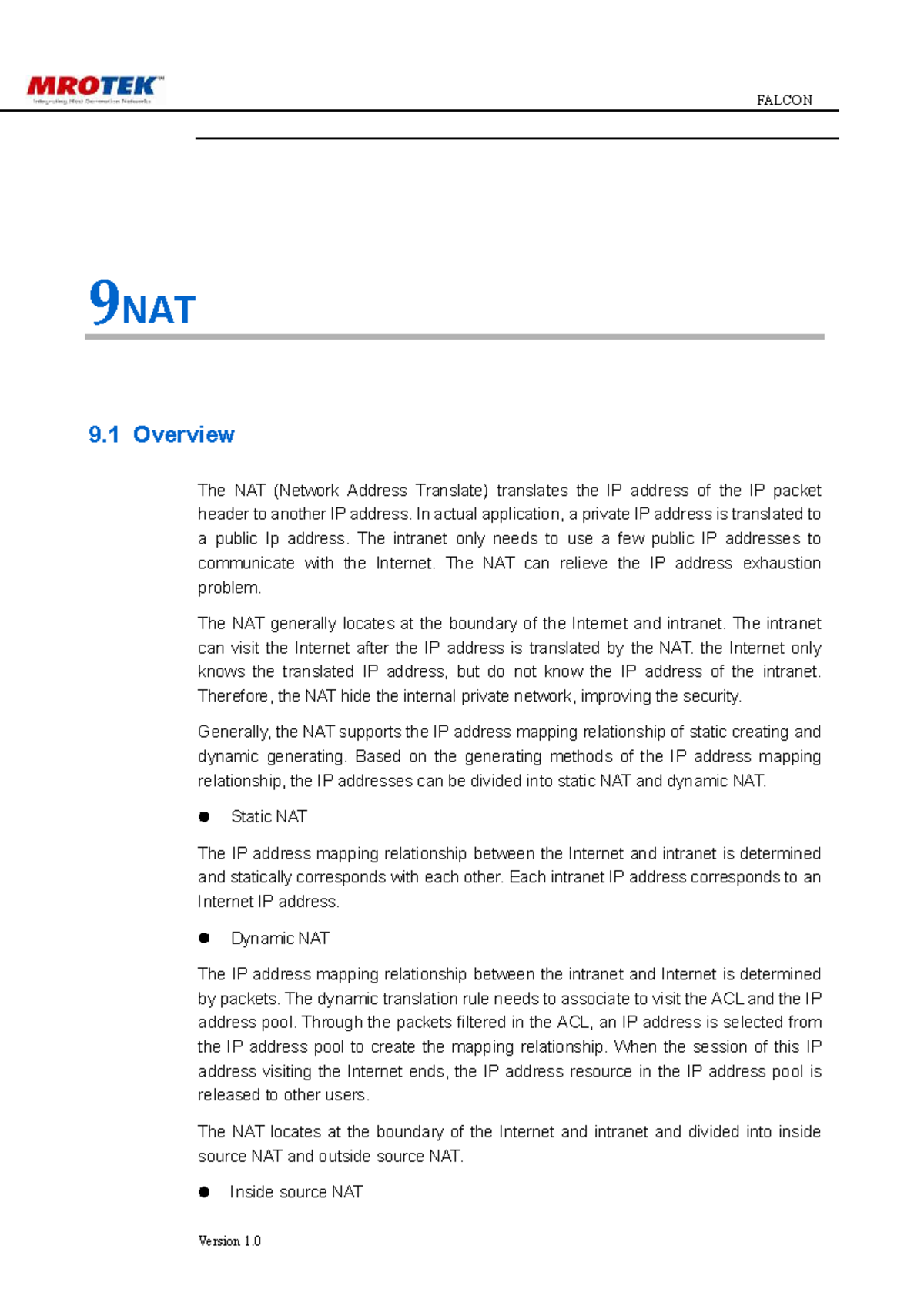 NAT - Notes - 9 NAT 9 Overview The NAT (Network Address Translate ...