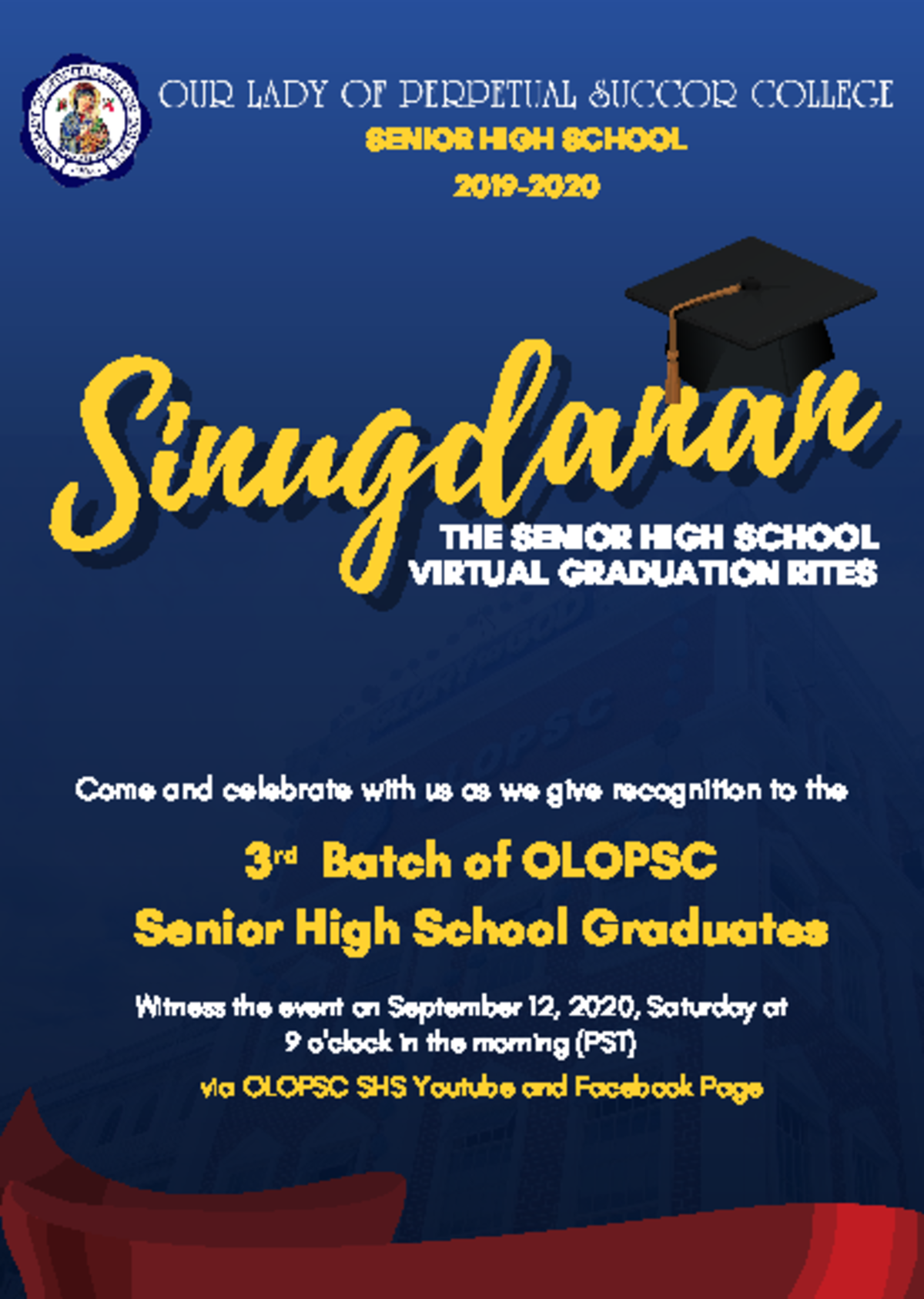 OLOPSC SHS Virtual Graduation Rites e-Invite: Batch 2020 Celebration ...
