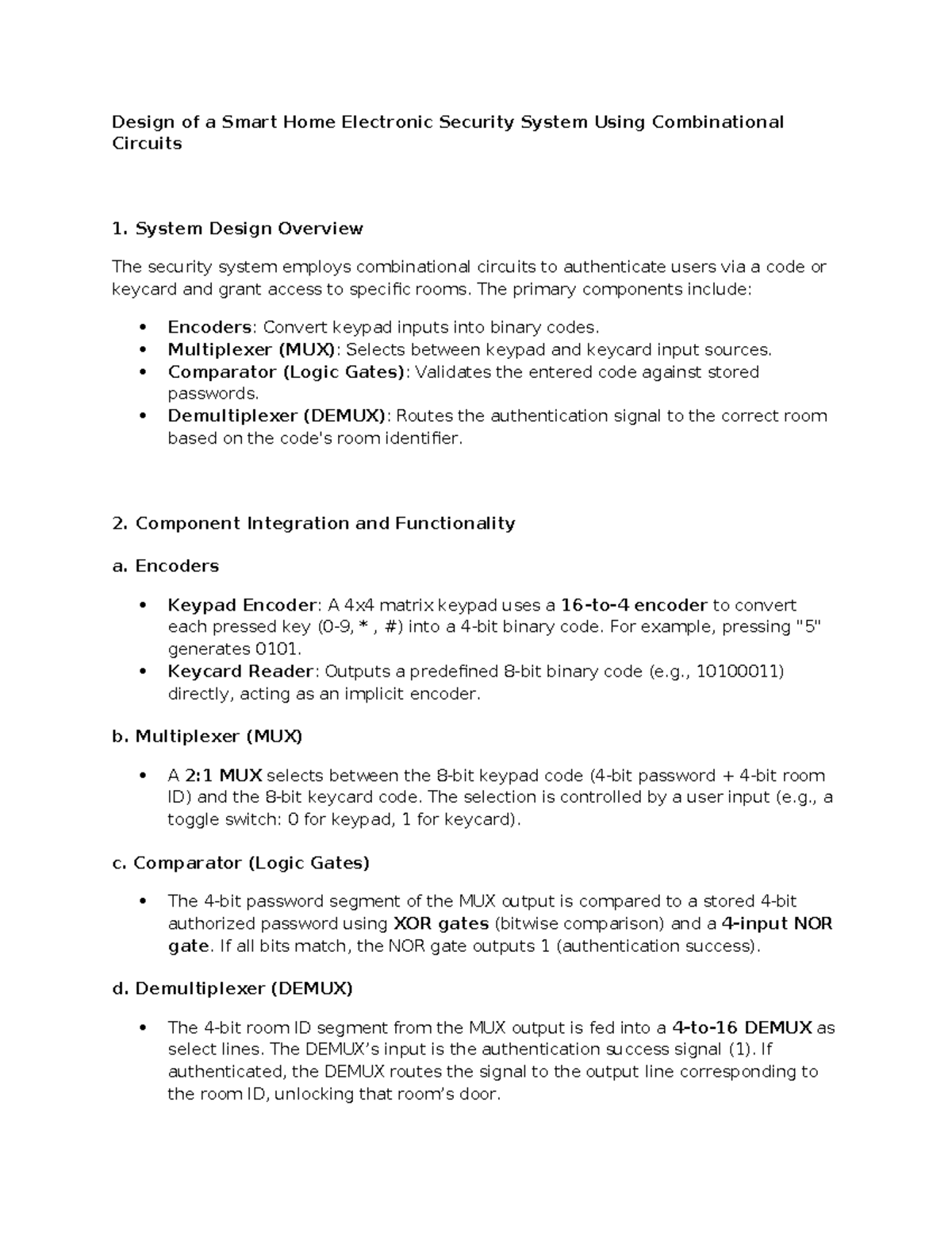 Assignment Activity Unit 2 - Design of a Smart Home Electronic Security ...