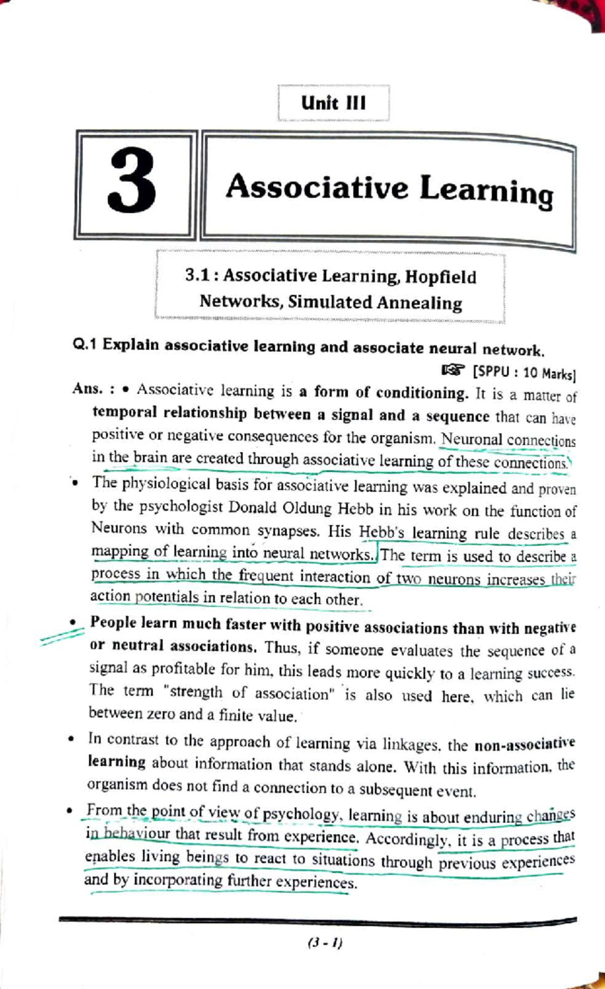 Unit 3: Associative Learning, Hopfield Networks & Simulated Annealing ...
