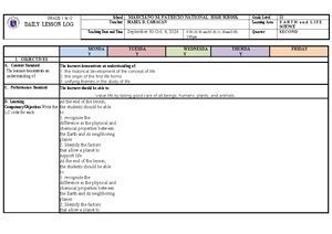 DAILY LESSON LOG FOR MAPEH 10 PE - Quarter 4: Dance Forms & Fitness ...