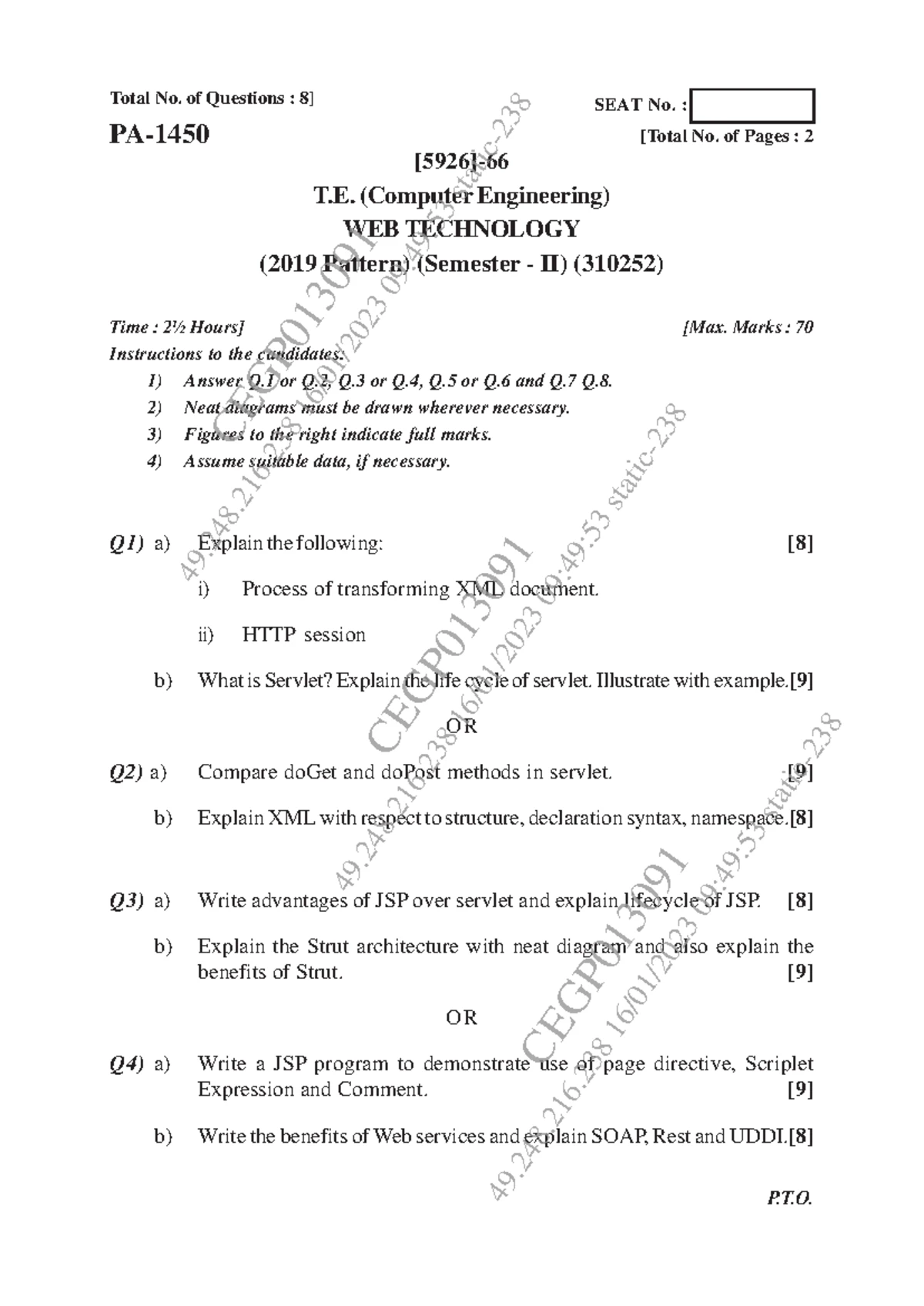 WT Sem II 2019 - Web Technology Notes & Exam Guide - Studocu