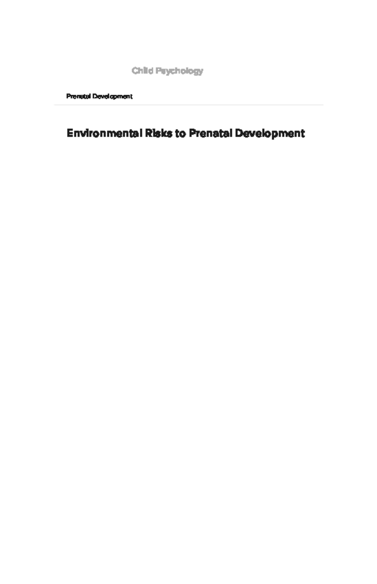 Environmental Risks in Prenatal Development - PSY 101 Lecture Notes ...