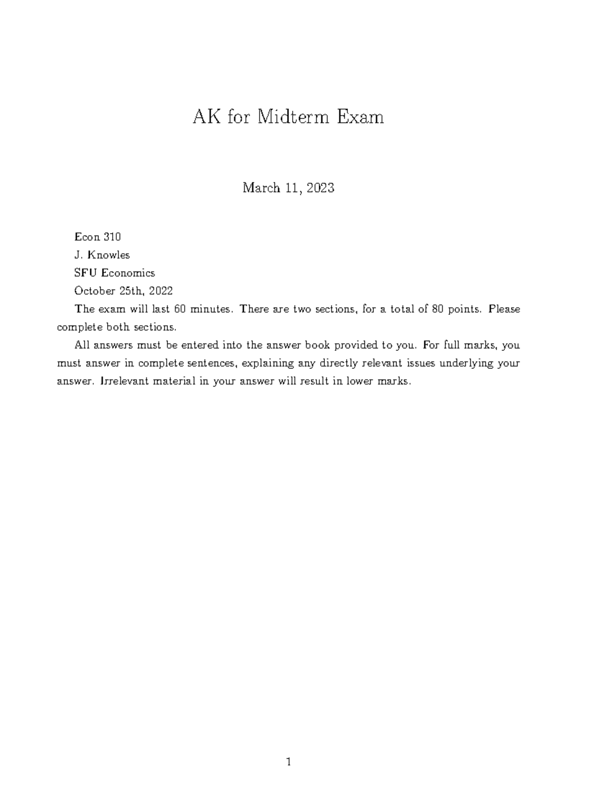 ECON 310 Midterm Exam Study Guide: Topics & Key Concepts - Studocu