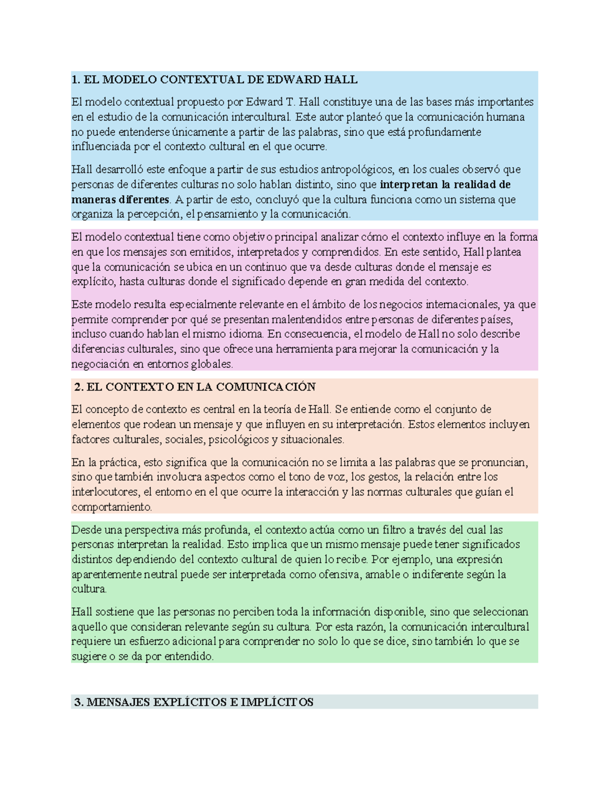 Modelo Contextual de Edward Hall en la Comunicación Intercultural - Studocu