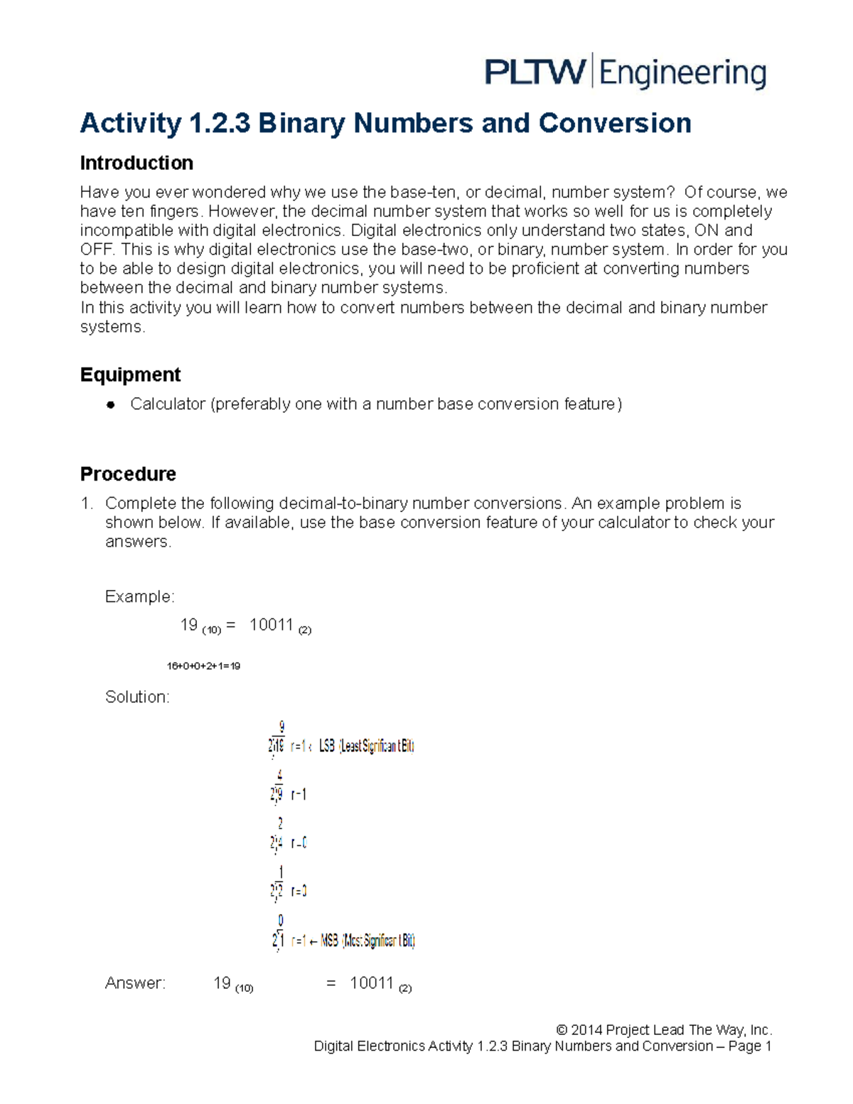 Binary Numbers and Conversion Activity 1.2 Guide - Studocu
