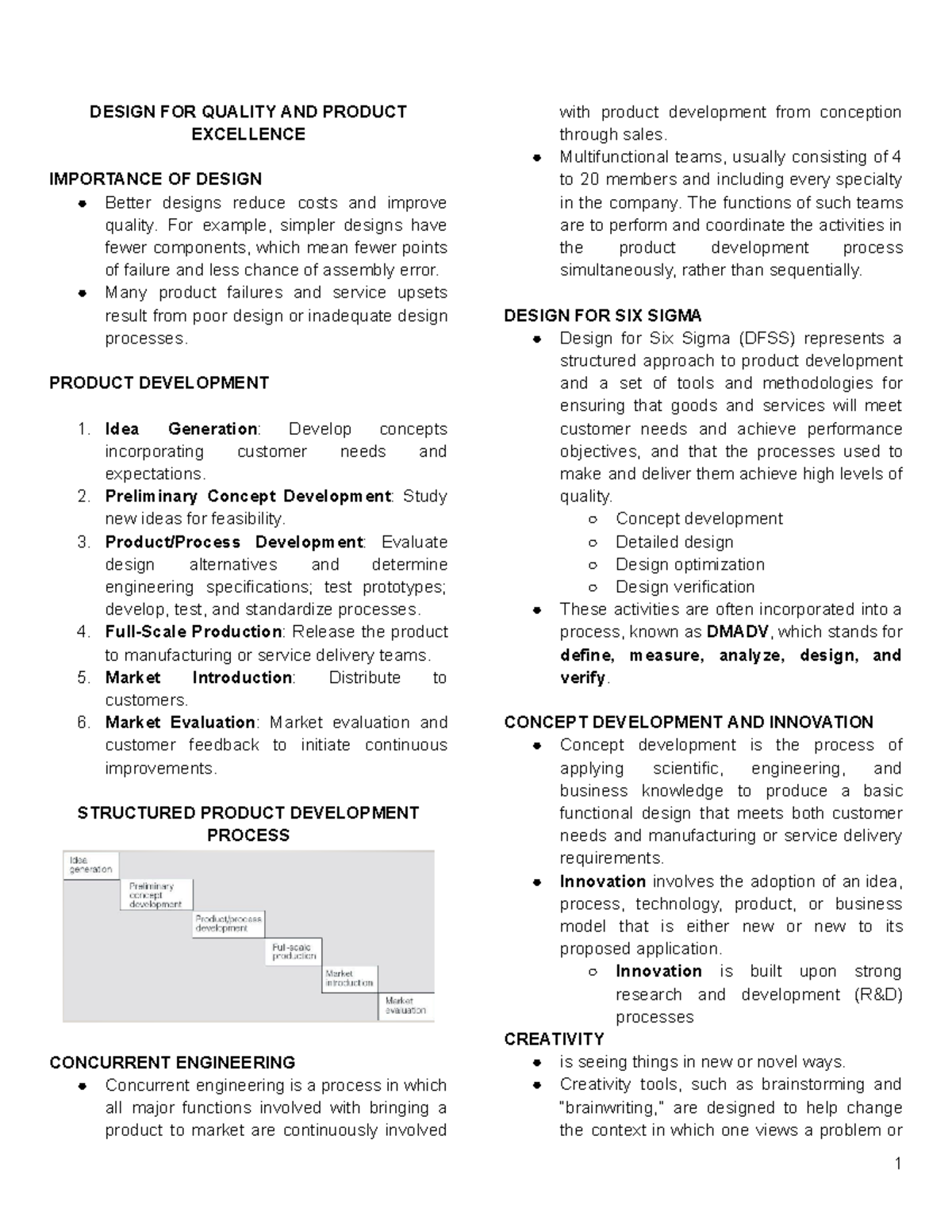 TQM 101: Design for Quality & Excellence in Product Development - Studocu