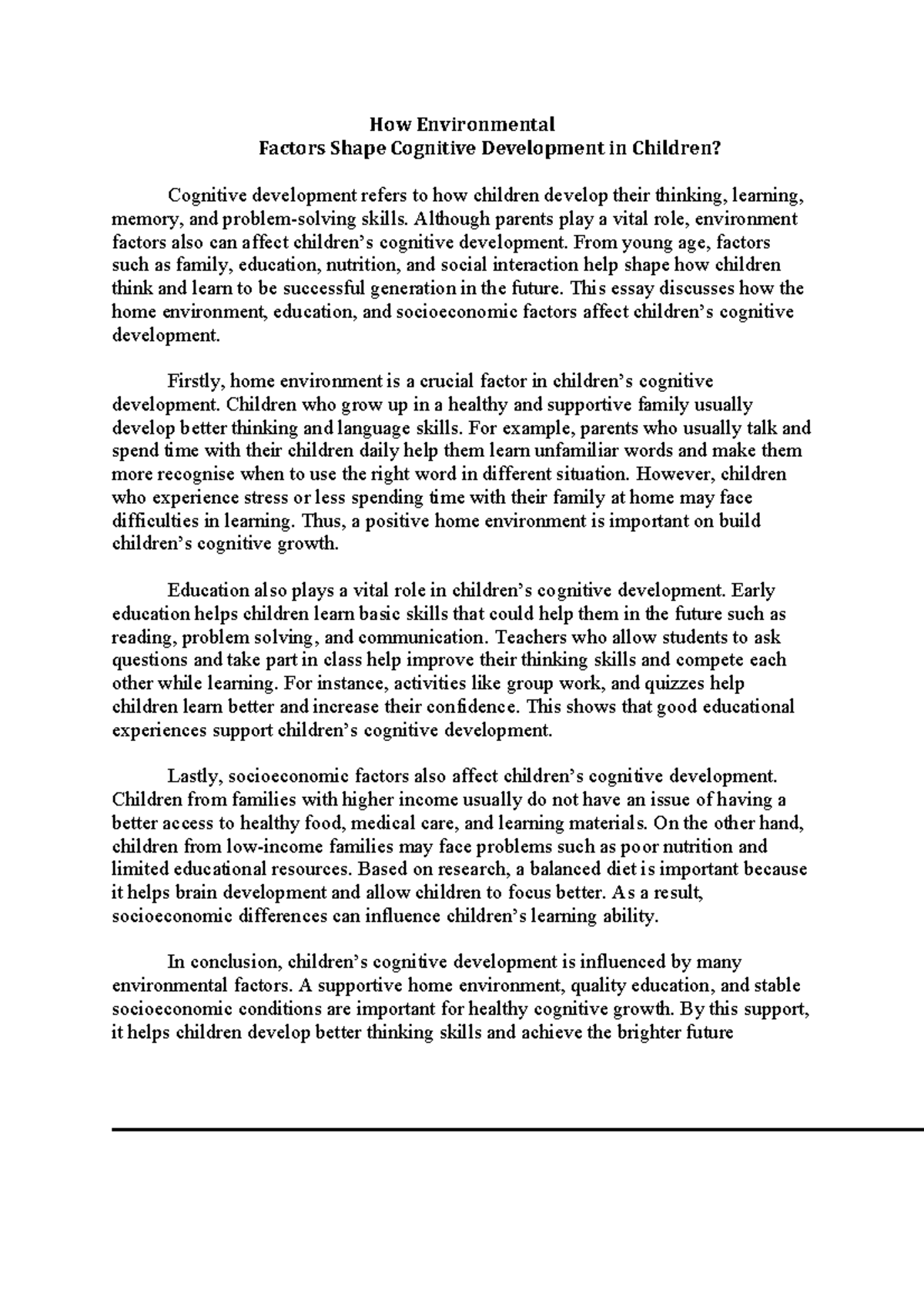 How Environmental Factors Influence Cognitive Development in Children ...
