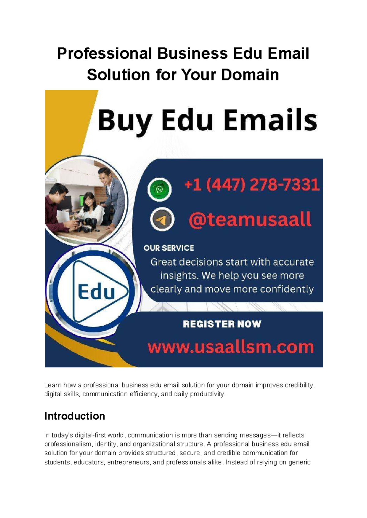 Professional Business Edu Email Solutions: Enhancing Communication ...