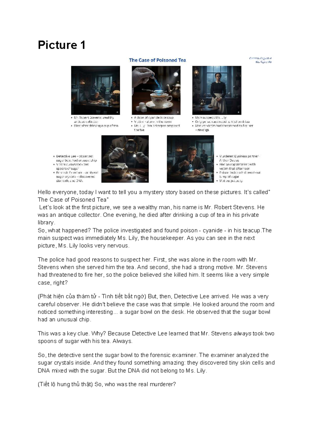 Mystery Stories Analysis: The Case of Poisoned Tea and Art Theft (SP ...