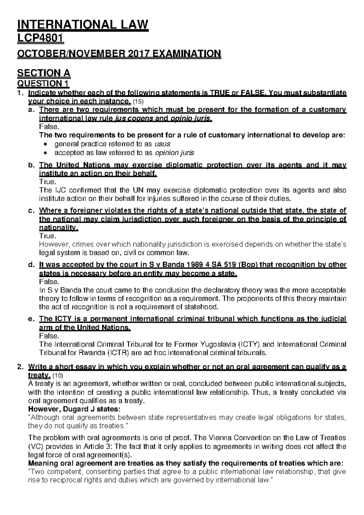 LCP4801 2024 notes 5 - INTERNATIONAL LAW LCP OCTOBER/NOVEMBER 2017 ...