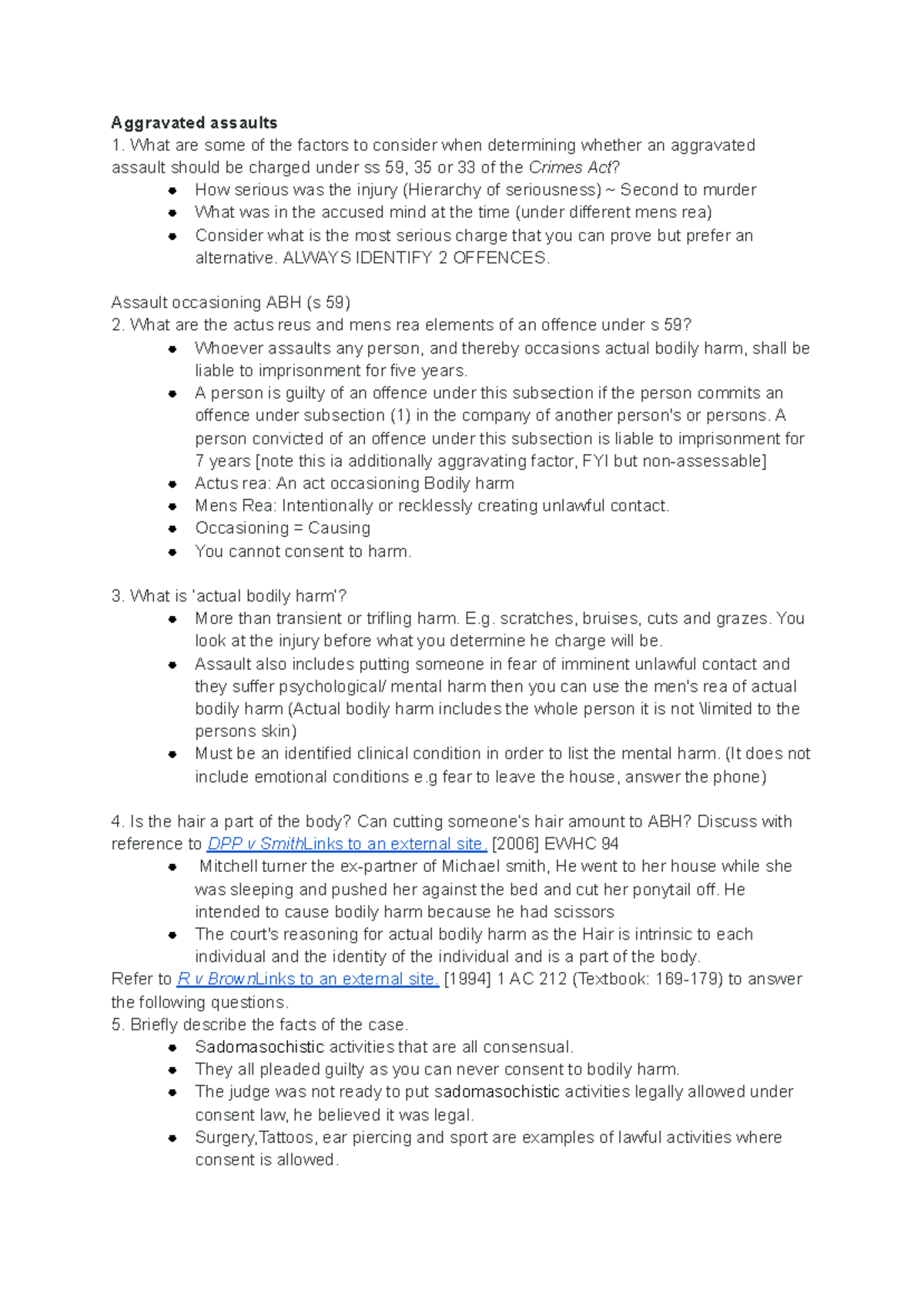 Aggravated Assault Class Questions - Insights & Offences Analysis - Studocu