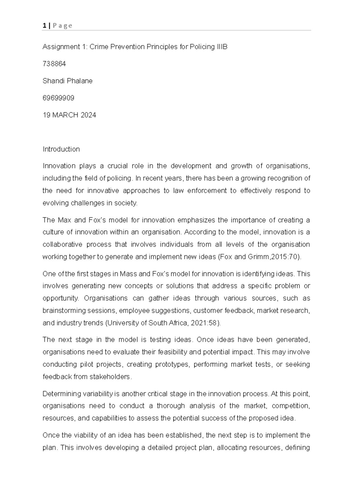 Study Guide for POL3701: Innovation in Crime Prevention Principles ...