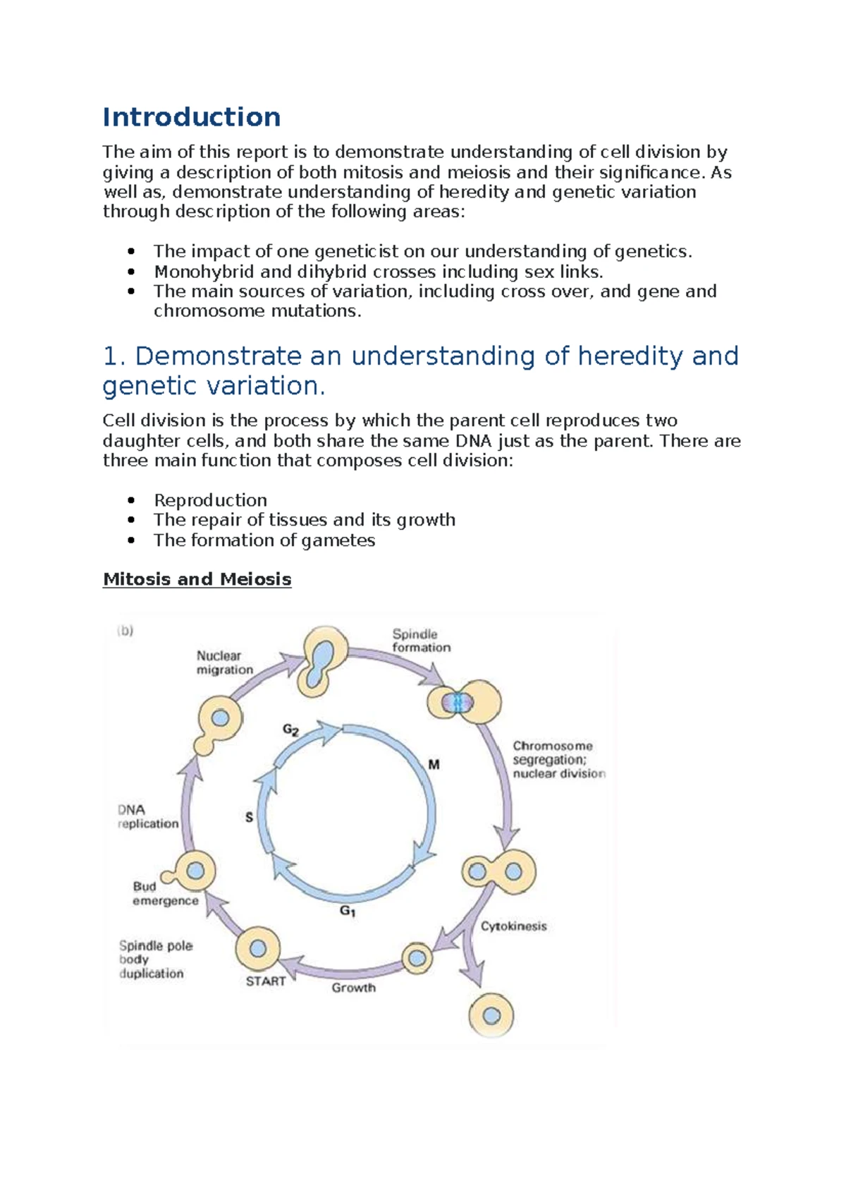 Unit 6: Assignment 6 - Cell Division and Heredity Overview - Studocu