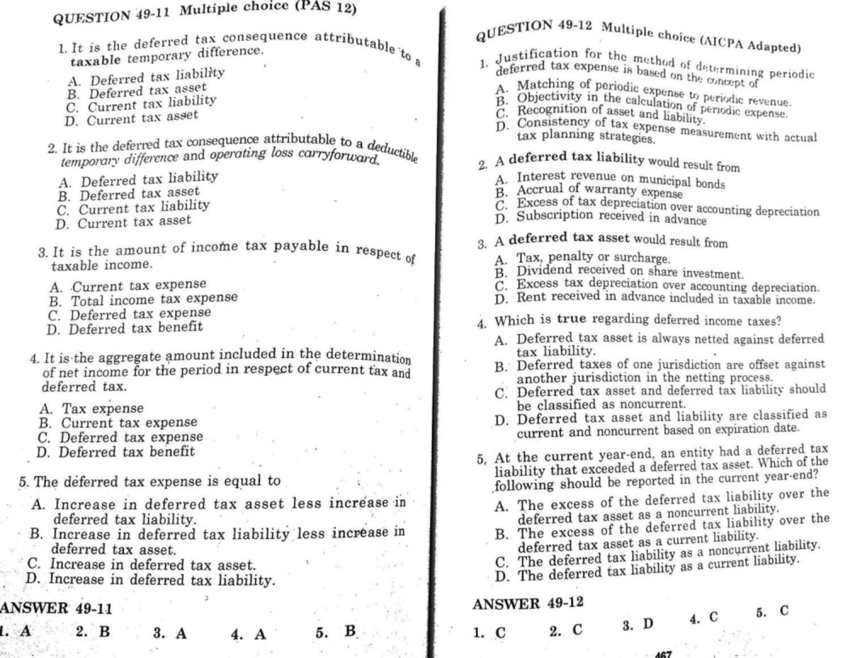 Final Exam Questions on Deferred Tax (PAS 12) - Studocu