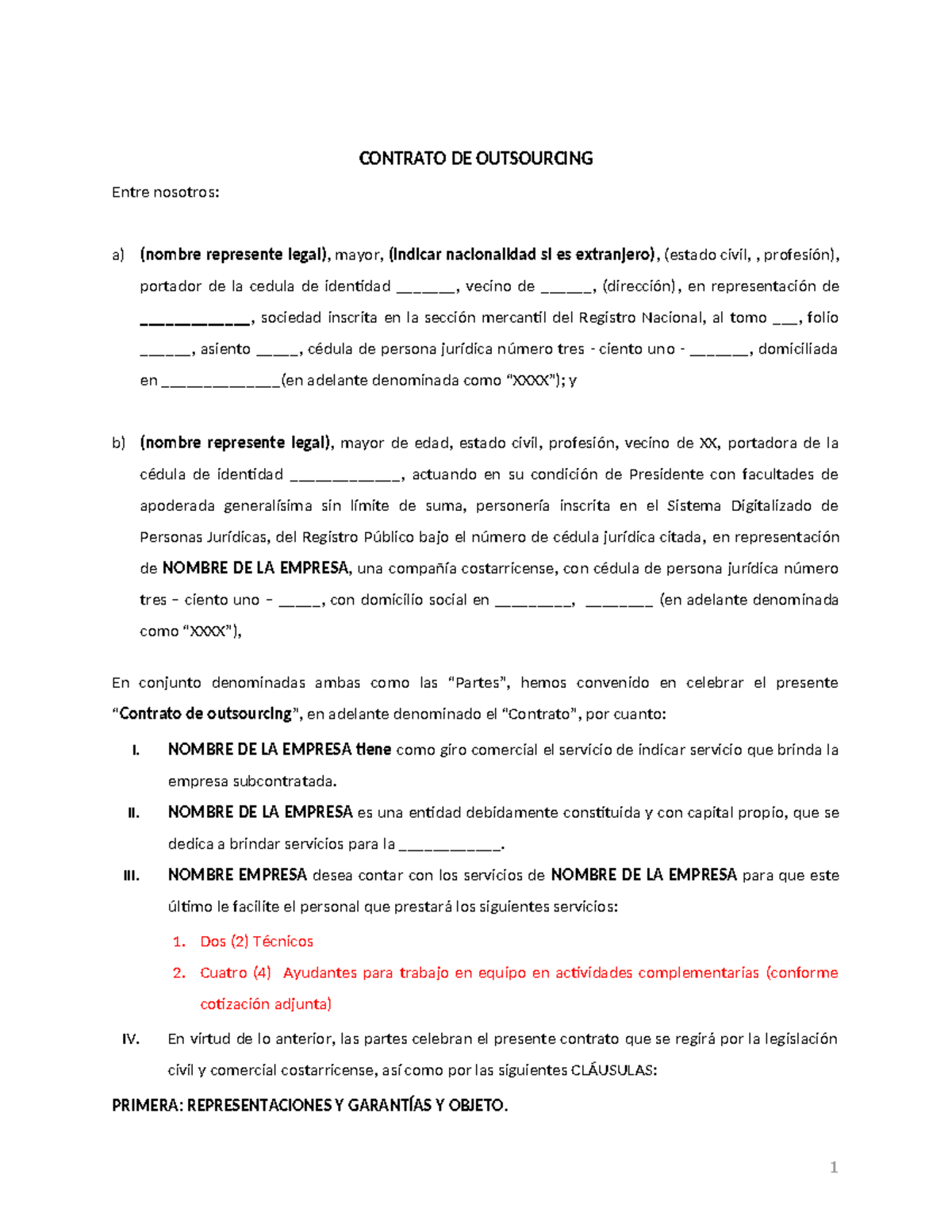 Contrato de Outsourcing de Servicios Profesionales - [Curso Código ...