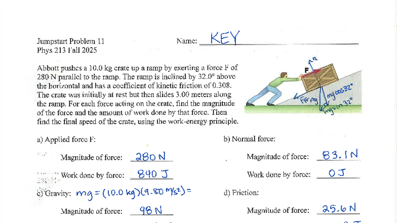 Jumpstart Problem 11 Solution - Phys 213 Fall 2025 - Studocu