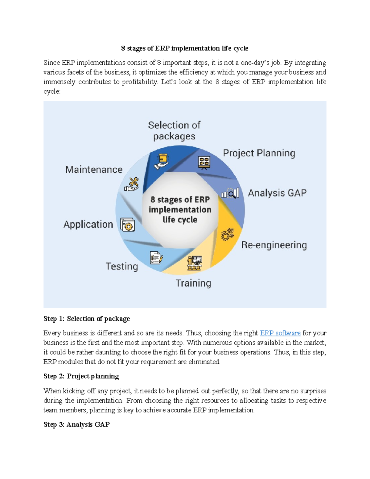 8 Stages of ERP Implementation Life Cycle Explained - Studocu
